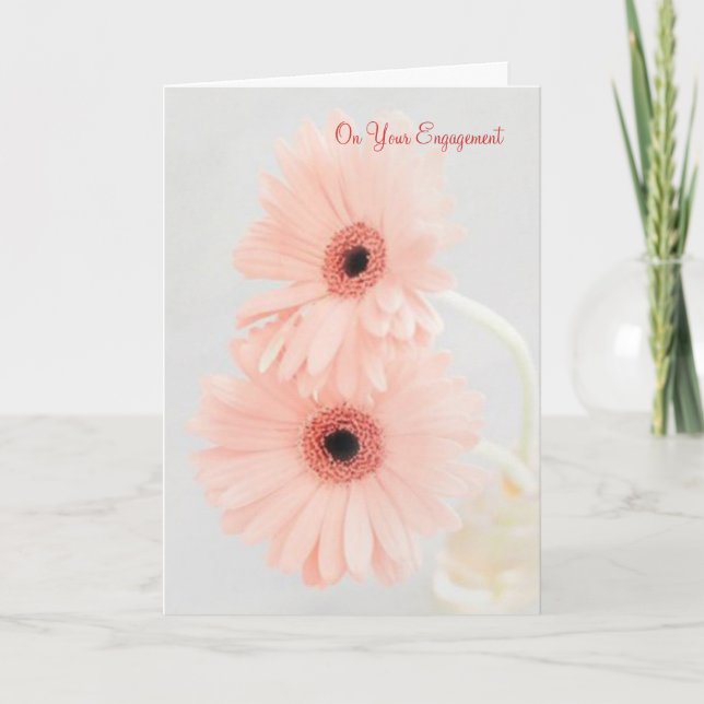 Congratulations on your engagement. Pink gerbera Card (Front)