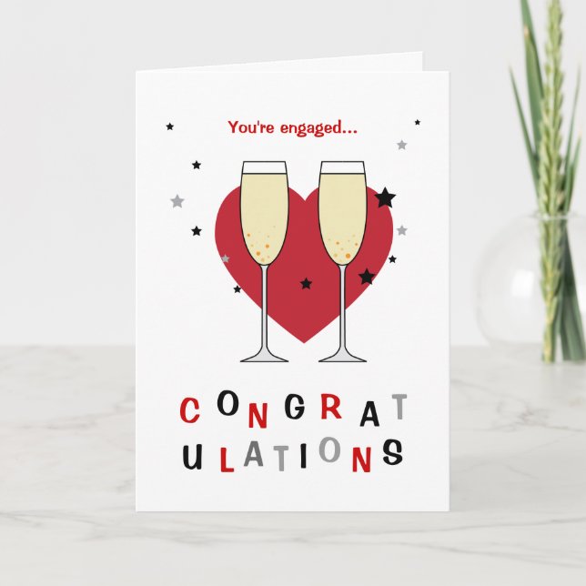 Congratulations on your engagement toast glasses card (Front)