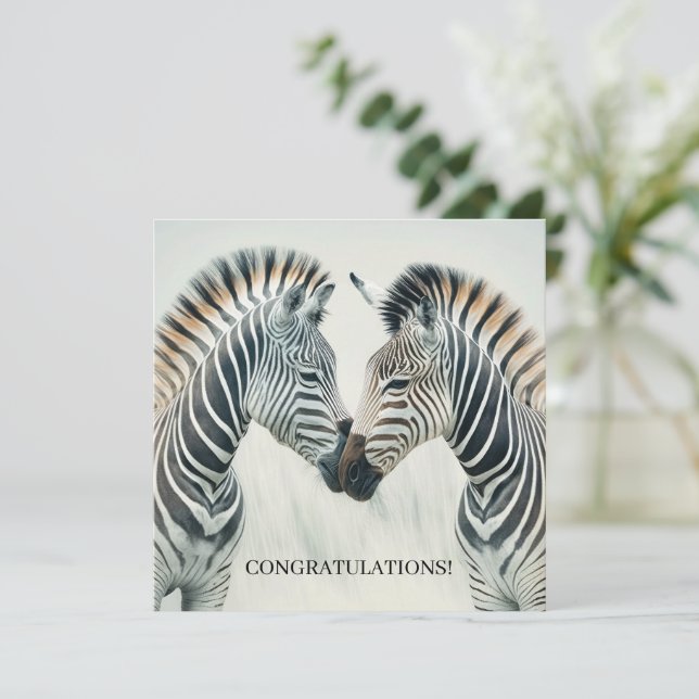 Congratulations on Your Engagement Zebra Card (Standing Front)