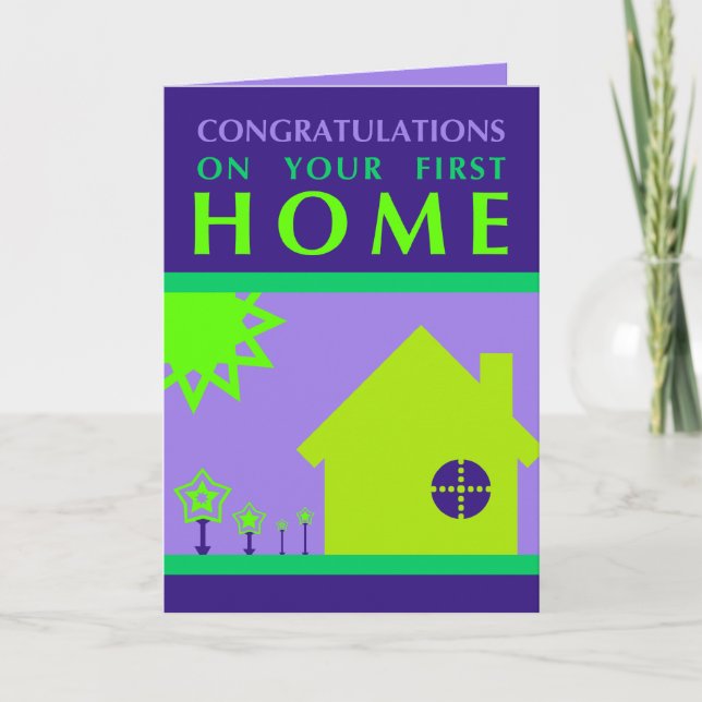 congratulations on your first home (purple shapes) card (Front)