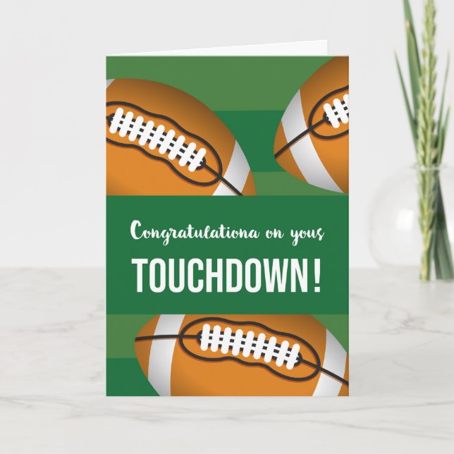 Congratulations on Your Football Touchdown Field Card (Front)