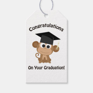 Congratulations on your graduation monkey gift tags