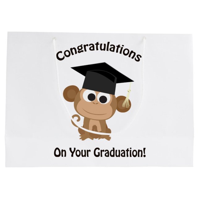congratulations on your graduation monkey large gift bag (Back)