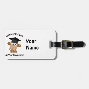congratulations on your graduation monkey luggage tag