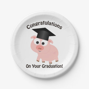 Congratulations on Your Graduation! Pig Paper Plate