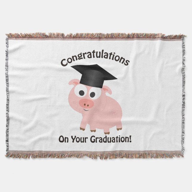 Congratulations on your Graduation! Pig Throw Blanket (Front)