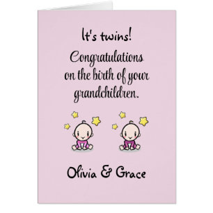 Congratulations On Your Grandchildren, Twin Girls,