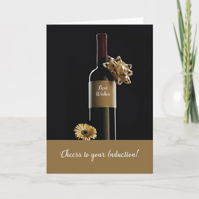 Congratulations on Your Induction Wine Bottle Bow Card (Front)