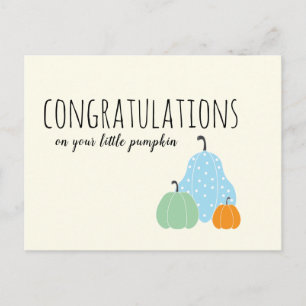 Congratulations On Your Little Pumpkin Blue Orange Postcard