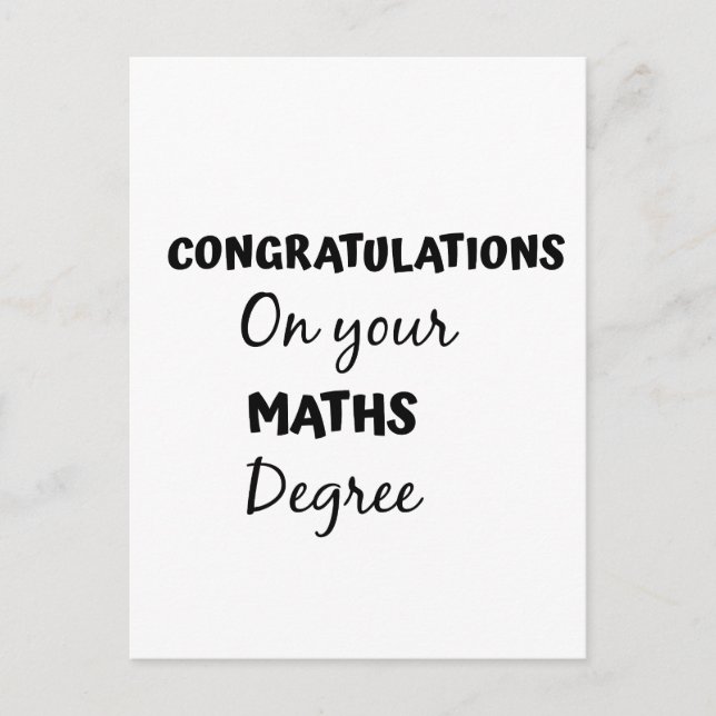 congratulations on your maths degree postcard (Front)