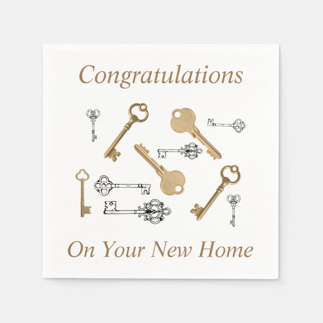Congratulations on Your New Home KEYS Napkin (Front)