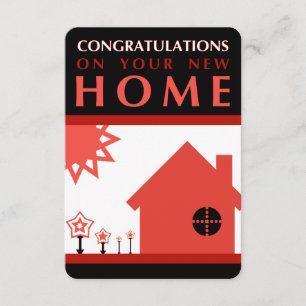 congratulations on your new home (red shapes) invitation