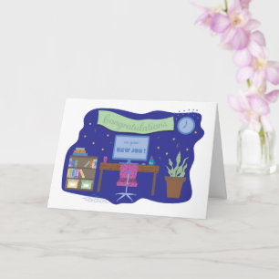 Congratulations on your new job   Desk scene card