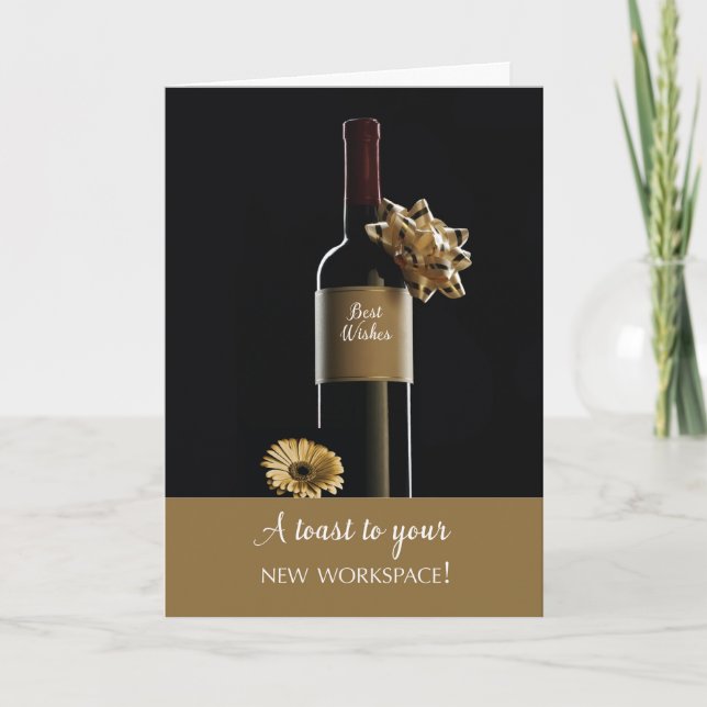 Congratulations on Your New Office Wine Bottle Bow Card (Front)
