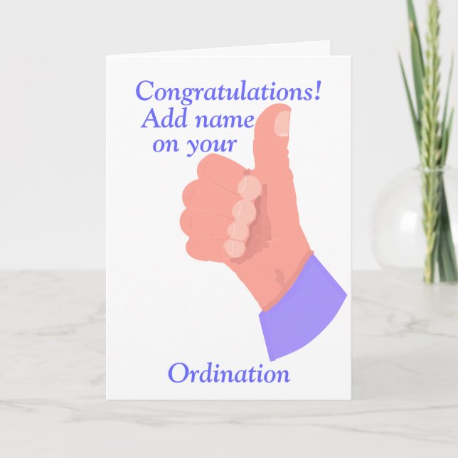 Congratulations on your Ordination customise Card (Front)