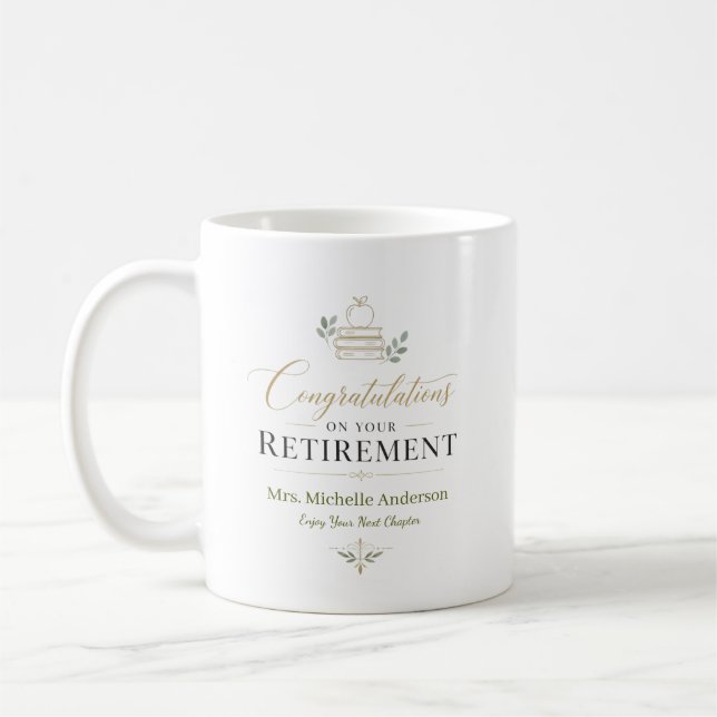 Congratulations On Your Retirement Custom Name Coffee Mug (Left)