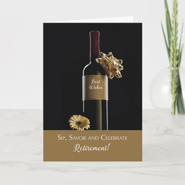 Congratulations on Your Retirement Wine Bottle Bow Card (Front)