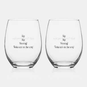 Congratulations on Your Twins Stemless Wine Glass