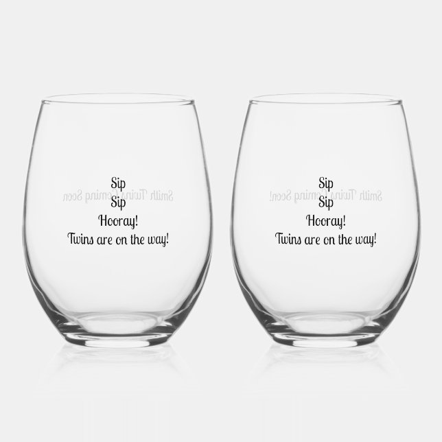 Congratulations on Your Twins Stemless Wine Glass (Front)