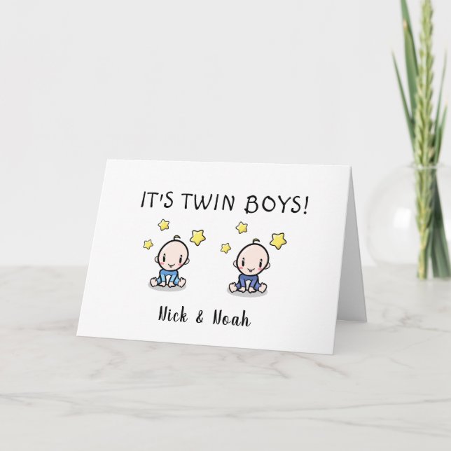 Congratulations On Your Twins, With Names, Custom  Card (Front)