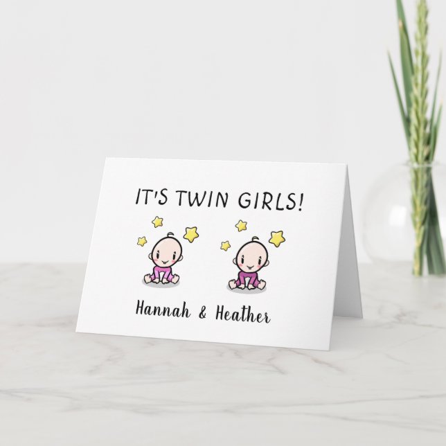 Congratulations On Your Twins, With Names, Custom  Card (Front)