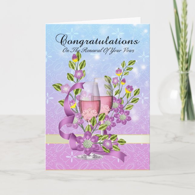 congratulations on your vow renewal with flowers card (Front)