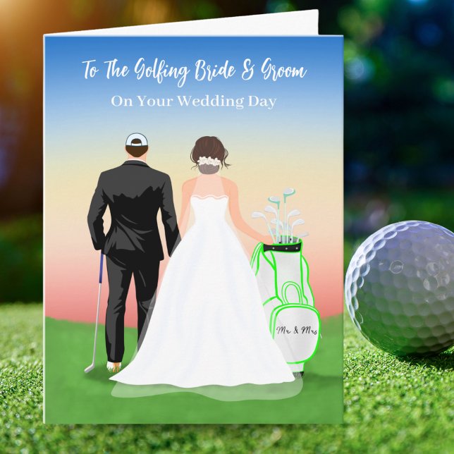 Congratulations On Your Wedding Day Golfing Couple Card (Creator Uploaded)