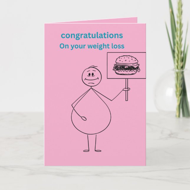 Congratulations on your weight loss funny pink card (Front)