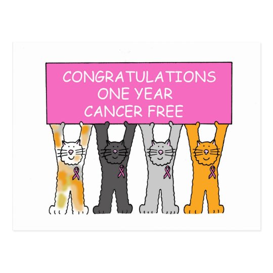 Congratulations one year cancer free anniversary. postcard