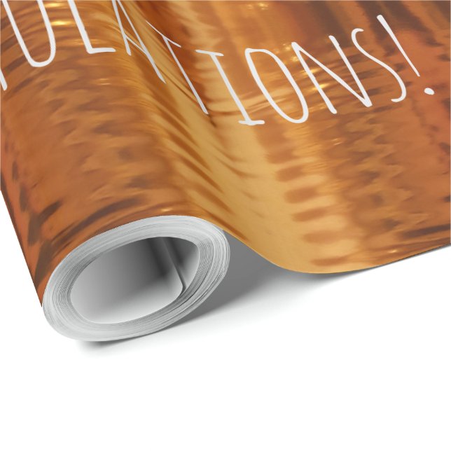 Congratulations or Your Text Gold Red Copper Wrapping Paper (Roll Corner)