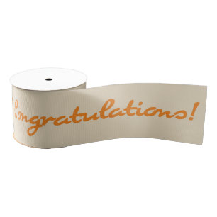 Congratulations Orange Casual Script Grosgrain Ribbon