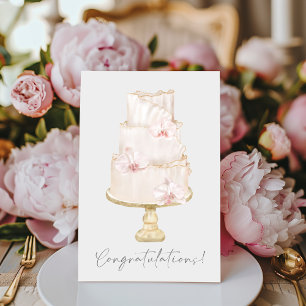 Congratulations Orchid Wedding Cake Card