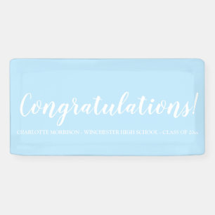 Congratulations pale blue custom script graduation banner