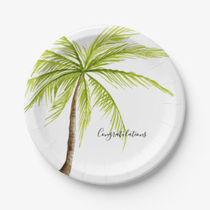 Congratulations Palm Tree Custom Island Beach Paper Plate