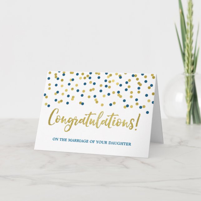 Congratulations Parents of the Bride Gold Blue Card (Front)