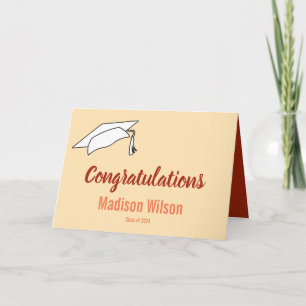 Congratulations Peach Coral and Scarlet Graduation Card