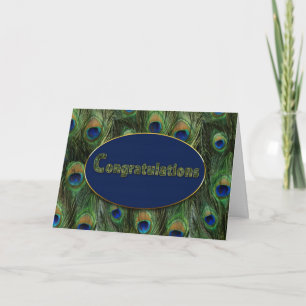 CONGRATULATIONS - PEACOCK FEATHERS CARD
