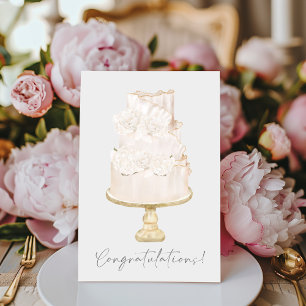 Congratulations Peony Wedding Cake Card