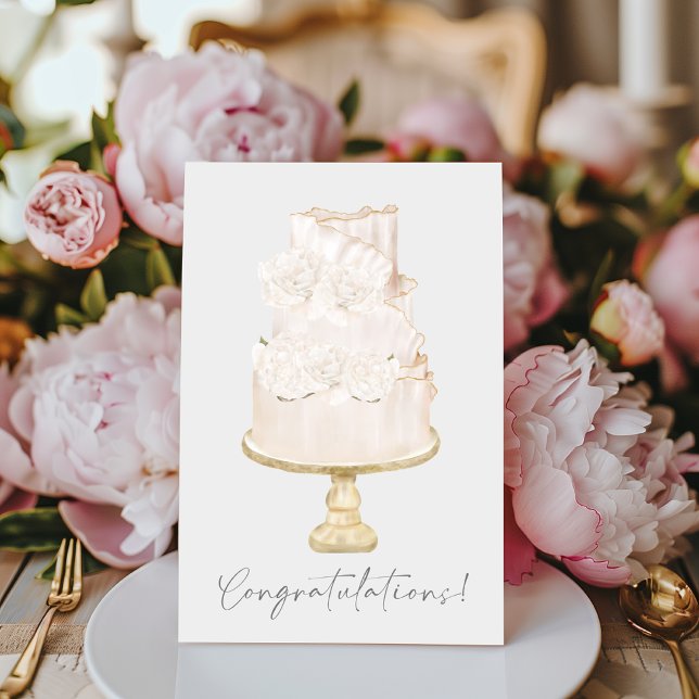 Congratulations Peony Wedding Cake Card (Creator Uploaded)