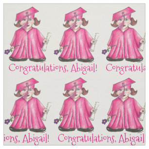 Congratulations Personalised Graduation Cap Gown Fabric
