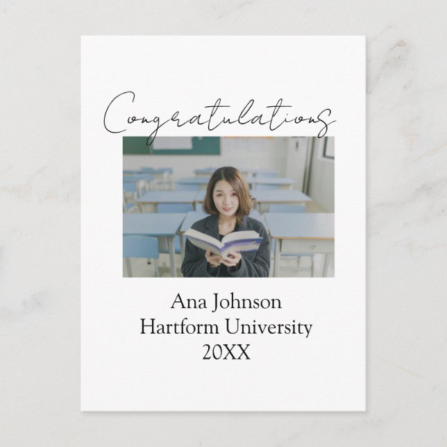 Congratulations photo graduate name university yea postcard (Front)