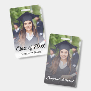 congratulations photo graduation elegant modern ID badge