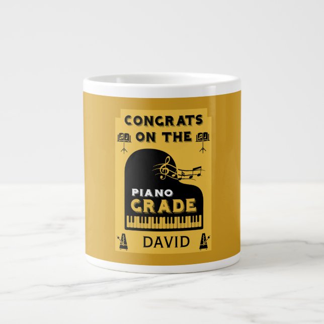 Congratulations Piano Music Exam Large Coffee Mug (Front)