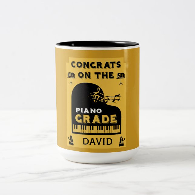 Congratulations Piano Music Exam Two-Tone Coffee Mug (Center)
