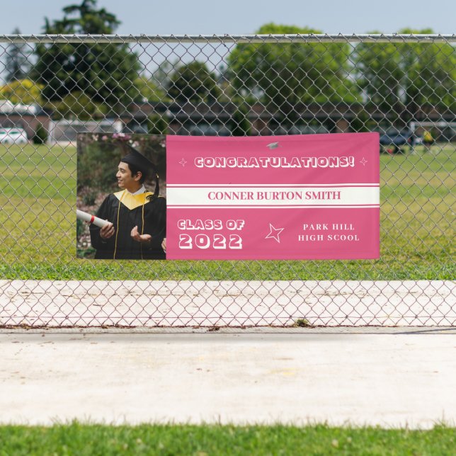 Congratulations Pink and White Monogram Banner (Insitu)