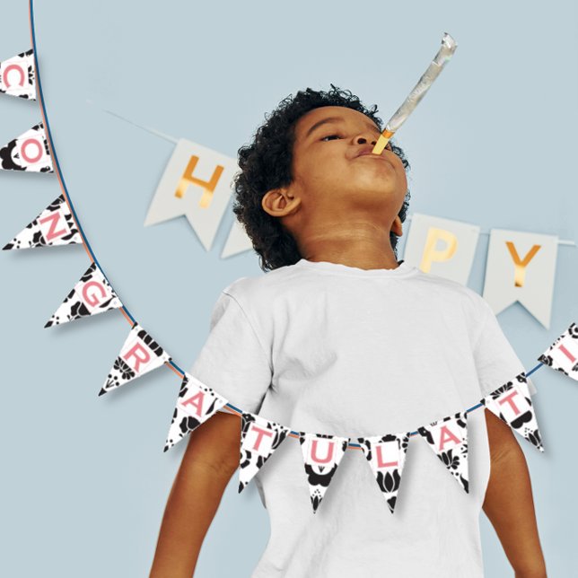Congratulations Pink Black & White Baby Girl Bunting (Creator Uploaded)