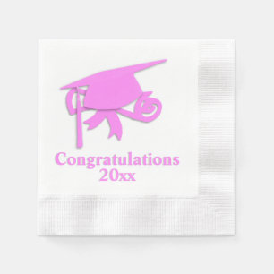 Congratulations Pink Cap Graduation Napkin