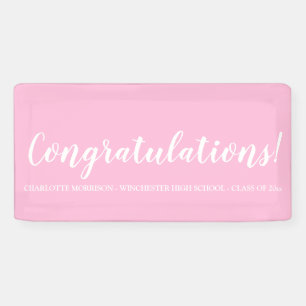 Congratulations pink custom script text graduation banner