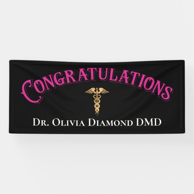 Congratulations Pink Gold Dentist Dental Modern Banner (Horizontal)