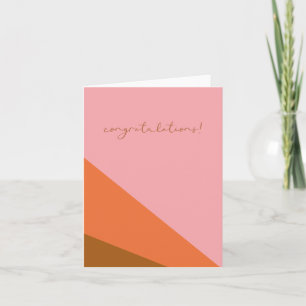 Congratulations Pink Orange Colour Block Geometric Card